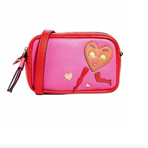 Tory Burch LEATHER CROSSBODY BAG PERRY PATCHWORK HEARTS MINI BAG